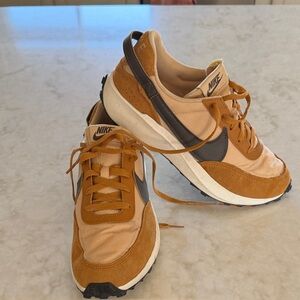 Nike Waffle Debut Athletic Shoes in Tan and Dark Brown